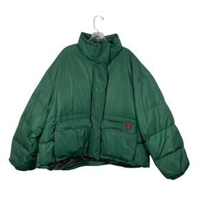 SPELLEDIT Unisex Oversized Green Puffer Jacket